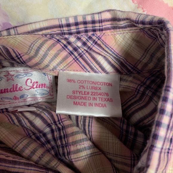 PANHANDLE SLIM‎ Shirt Womens Sz M Metallic Plaid Pearl Snap Rhinestone Western - Picture 8 of 12